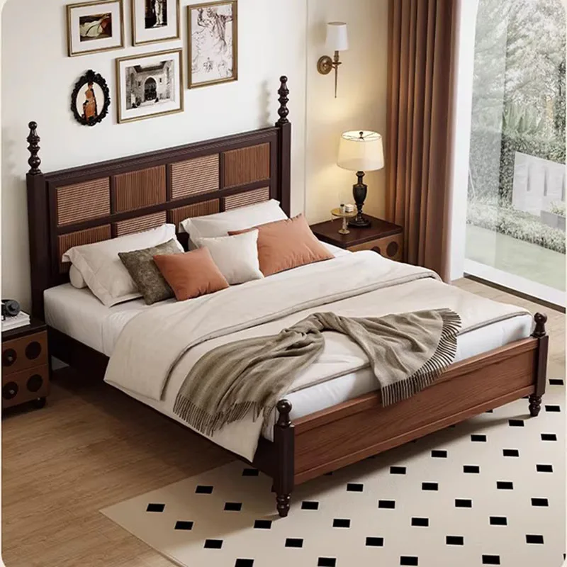 Wooden Design Bed Double Frame Luxury Full Storage Modern Safe Creative Bed European Headboards Muebles Lounge Suite Furniture