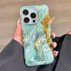 Blue Green Irregular Gradient Phone Case For iPhone 16 15 14 13 12 11 Mini Pro Max X XR XSMax 8 Plus Glacier Pattern Soft Cover