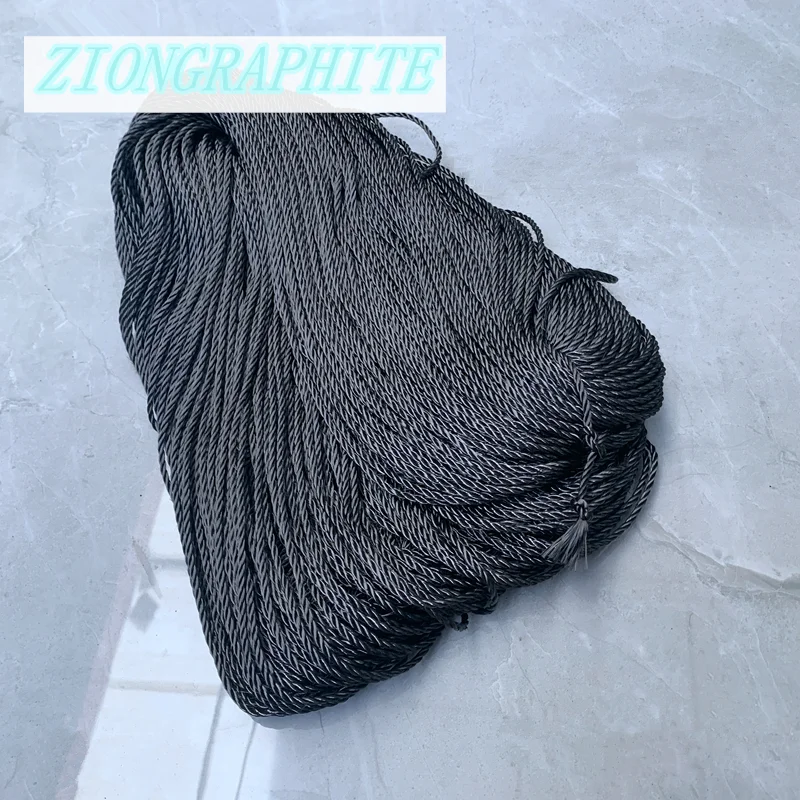 Diameter 2mm-6mm* 10m Graphite rope Carbon fiber rope Conductive High temperature resistance