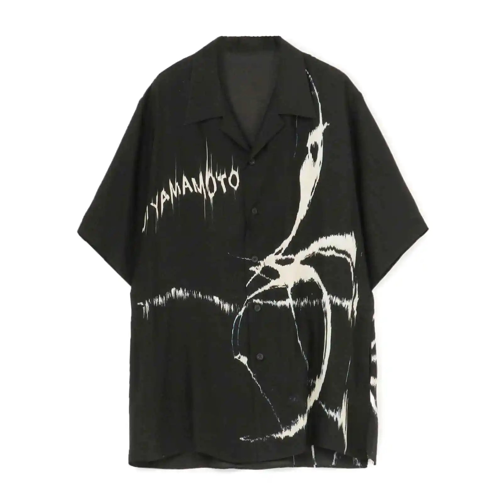 Top-Yamamoto Original Men's Graffiti Printed Short-Sleeved Shirt Men's Summer Loose Casual Top
