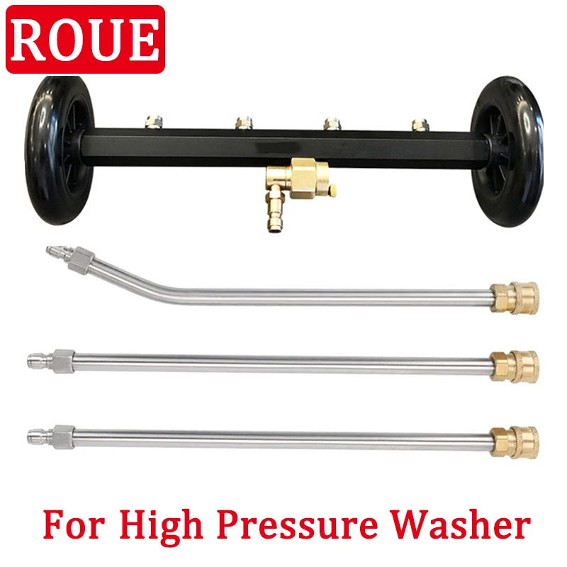 

1/4 Inch Quick Connect Dual-Function Pressure Washer Undercarriage Road Cleaner with 16 Inch Water Broom Four Nozzles Adjustable