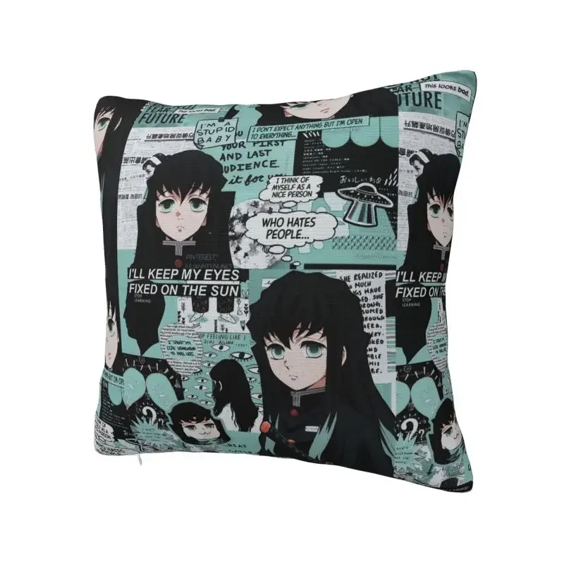 Modern Demon Slayer Muichiro Tokito Collage Sofa Cushion Cover Velvet Kimetsu No Yaiba Throw Pillow Case Home Decor