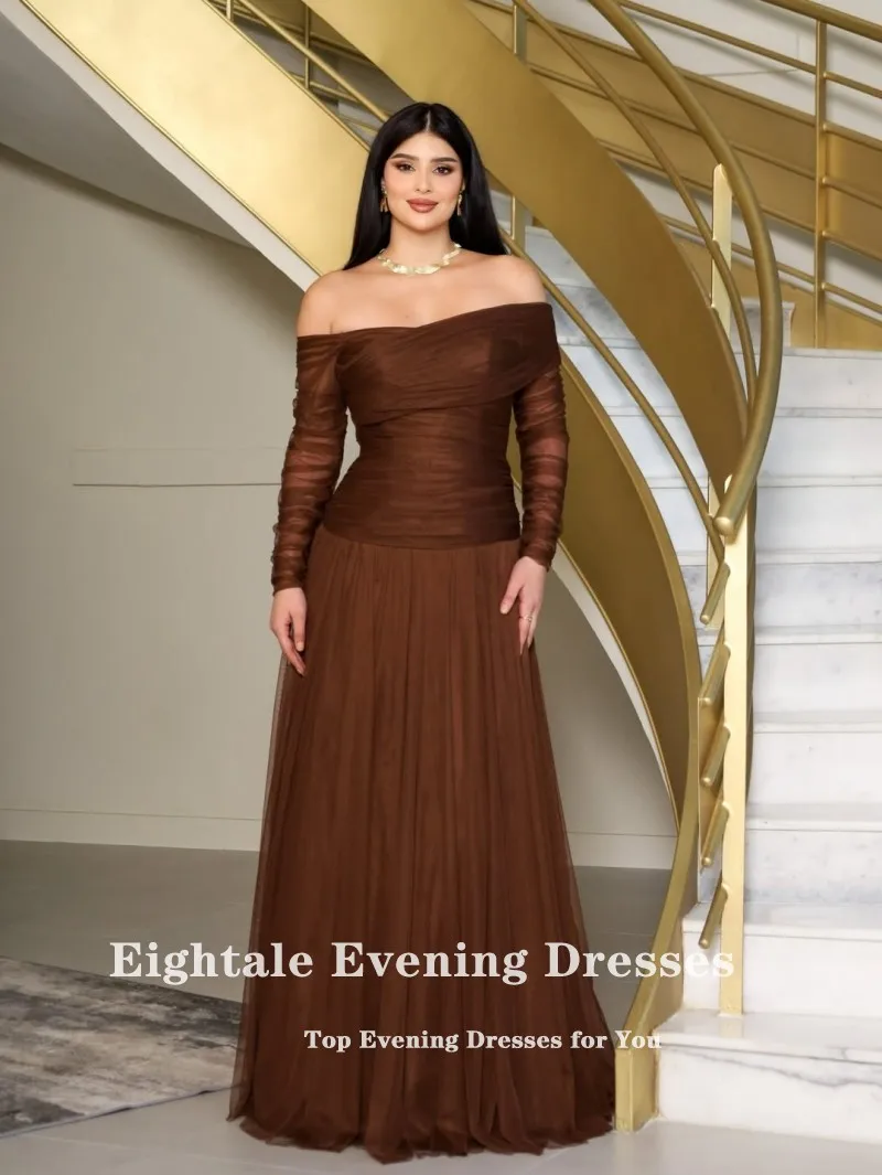 エイトレ アラビック イブニングドレス カスタマイズ ストラップレス オフショルダー ムスリム チュール プロムガウン 結婚式 パーティー用 ロブドソワレ