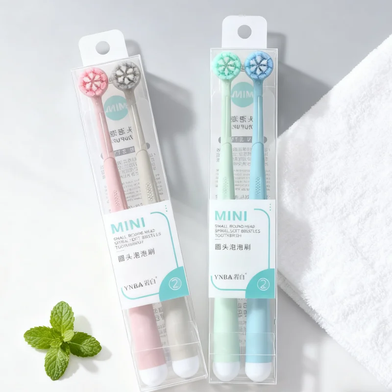 

4Pcs Random Color Round Bubble Head Creative Personality Toothbrush Household Couple Family Pack High-Value Cleaning Gum Protection Tooth Care High-End Toothbrush Best Gift for Thanksgiving New Year Birthday Gift