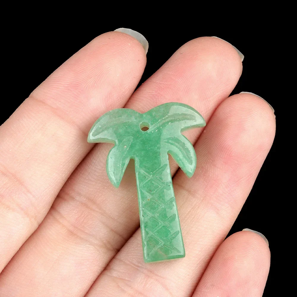 1PC Natuursteen Agaat Gesneden Kokospalm Standbeeld Palmbomen Reiki Healing Kristallen Ornament Home Decor DIY Hanger Accessoires
