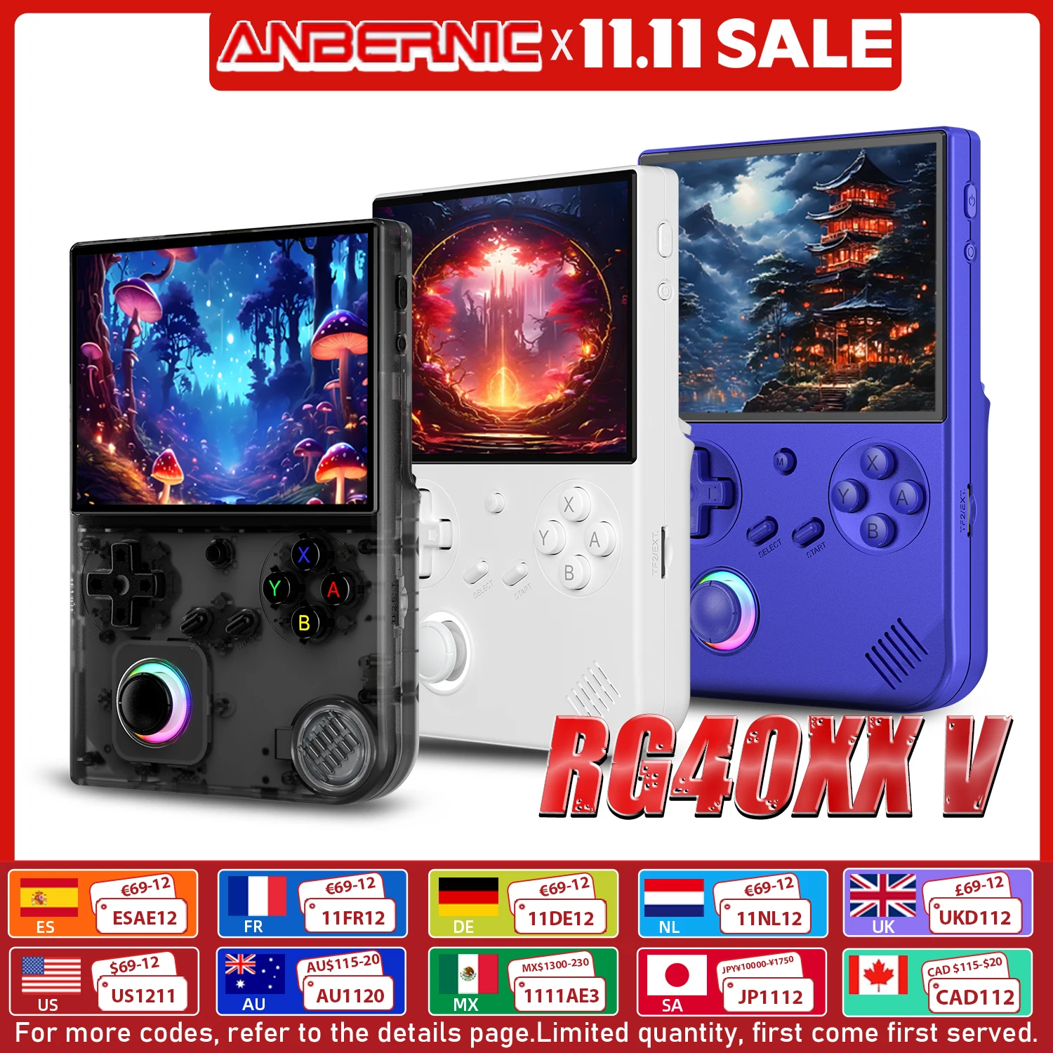 ANBERNIC RG 40XXV 64 Bit Linux 4.0 ''IPS 640*480 Schermo Lettore di giochi portatile TV-HD-Out 3200mAh Batteria RGB joystick RG40XXV