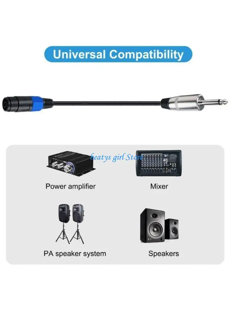 C7AB Professional Speakon to 1/4inch (6.35mm)TS Speaker Cable for Bass Amplifiers