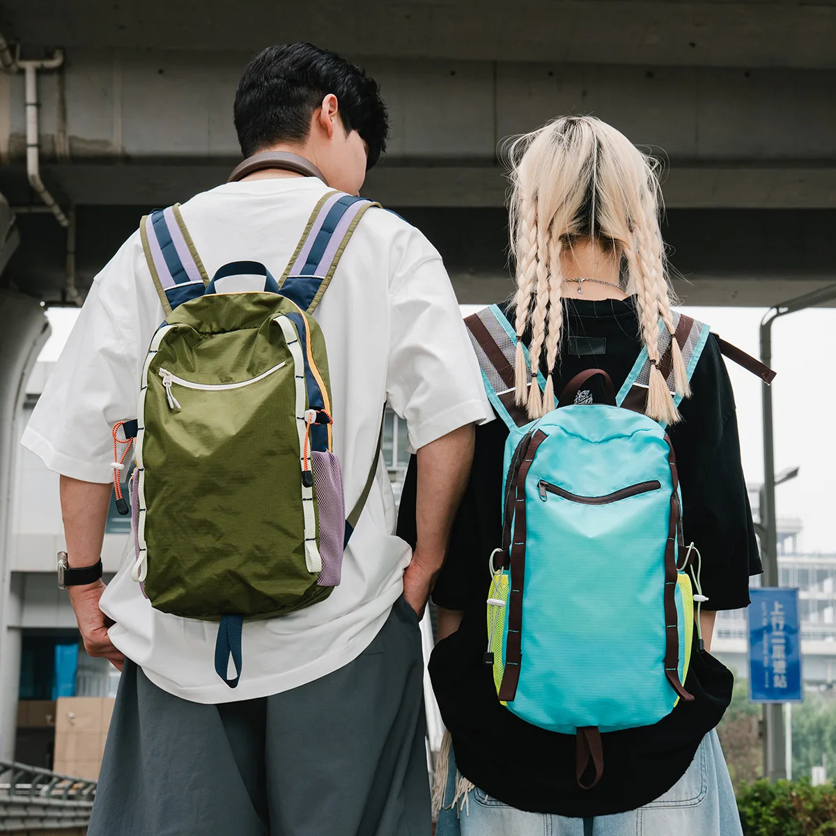 حقيبة ظهر من قماش النايلون المقاوم للماء، حقيبة ظهر كاجوال وخفيفة الوزن للمشي لمسافات طويلة، حقيبة سفر خارجية قابلة للحجب الألوان #2