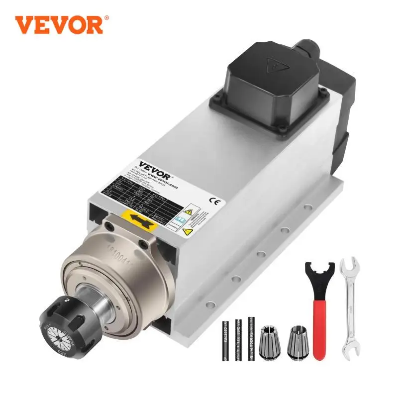 VEVOR Air Cooled Spindle Motor 4KW Square ER25 Collect 18000RPM 220V for CNC Router Engraving Milling Machine (4KW Air Cooled)