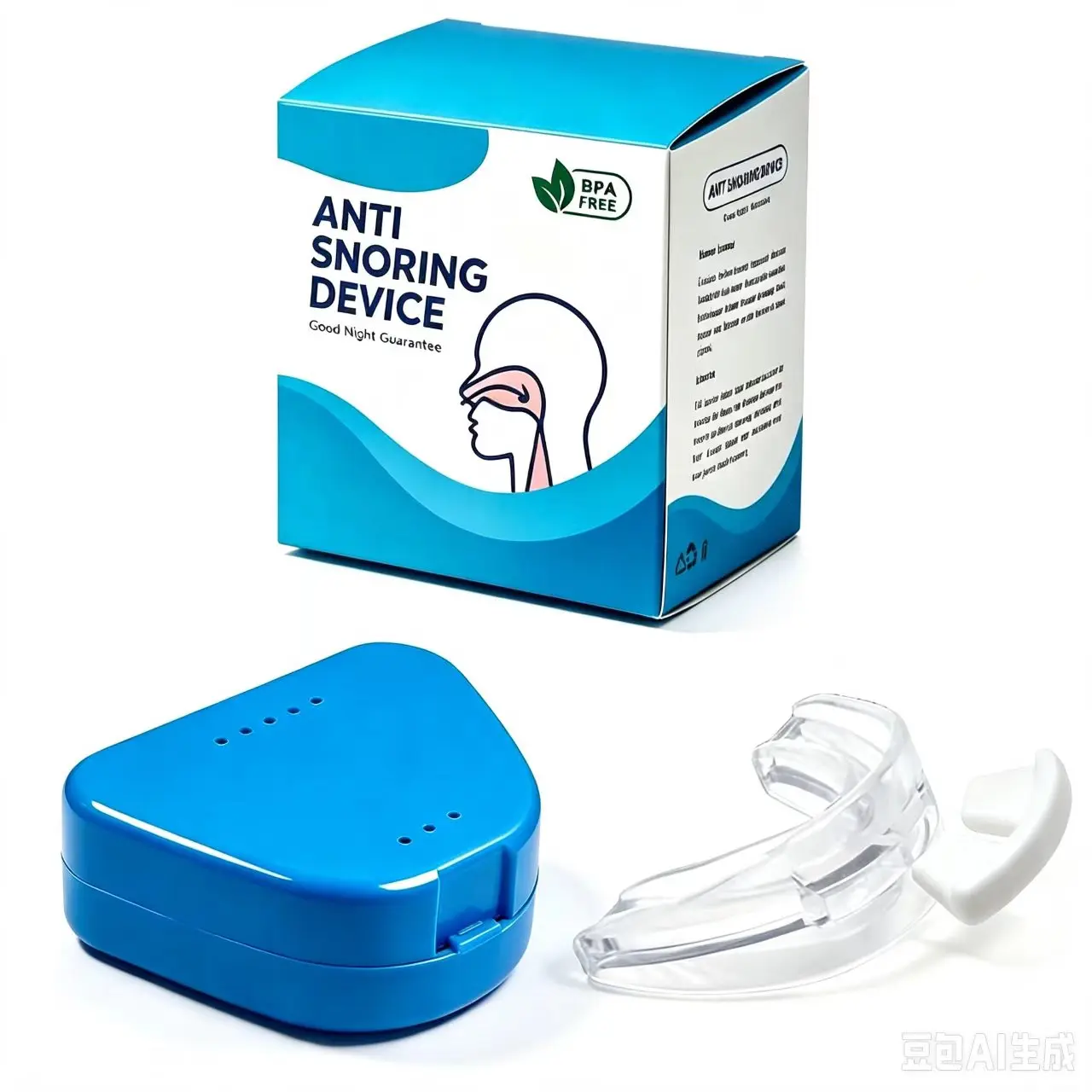 Anti‑Snoring Mouth Guard Device, Comfort‑Fit Oral Sleep Appliance with Storage Box