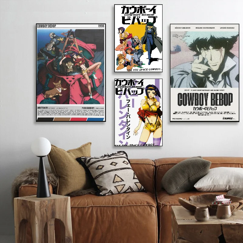 Anime Cowboy Bebop Poster Self-adhesive Art Waterproof Paper Sticker Coffee House Bar Room Wall Decor