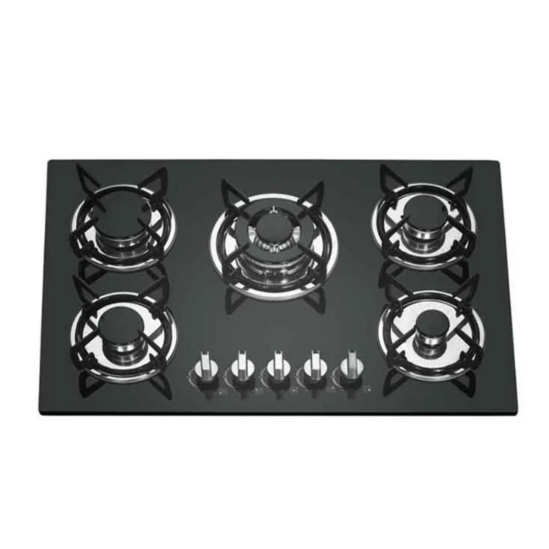 Kitchen Appliances Tempered Glass Panel Gas Cooktops Cast Iron Support Factory Price Gas Stove 5 Burner Built in Gas Hob