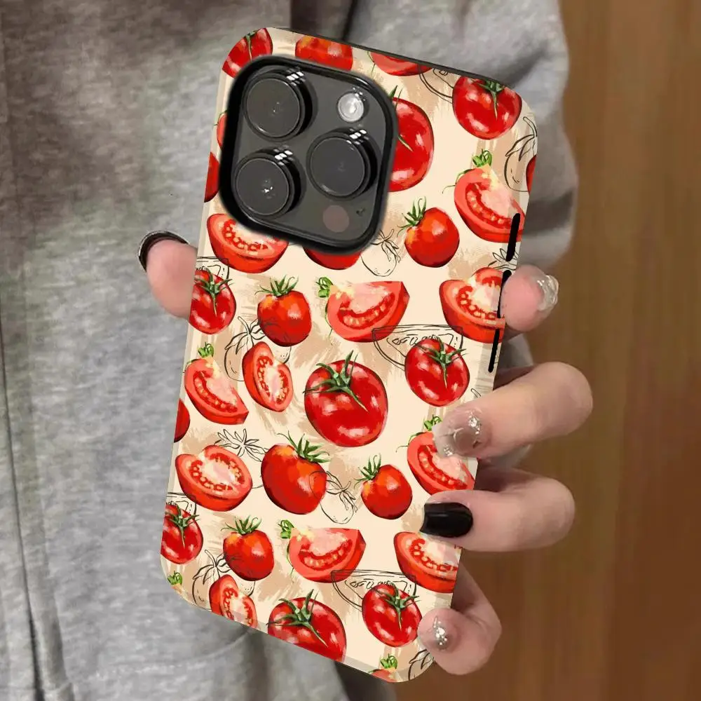 

tomato wallpaper Phone Case Double-layered 2-in-1 Film Case For IPhone 16 15 Promax 14 13 Pro 12 11 plus Samsung S Covers