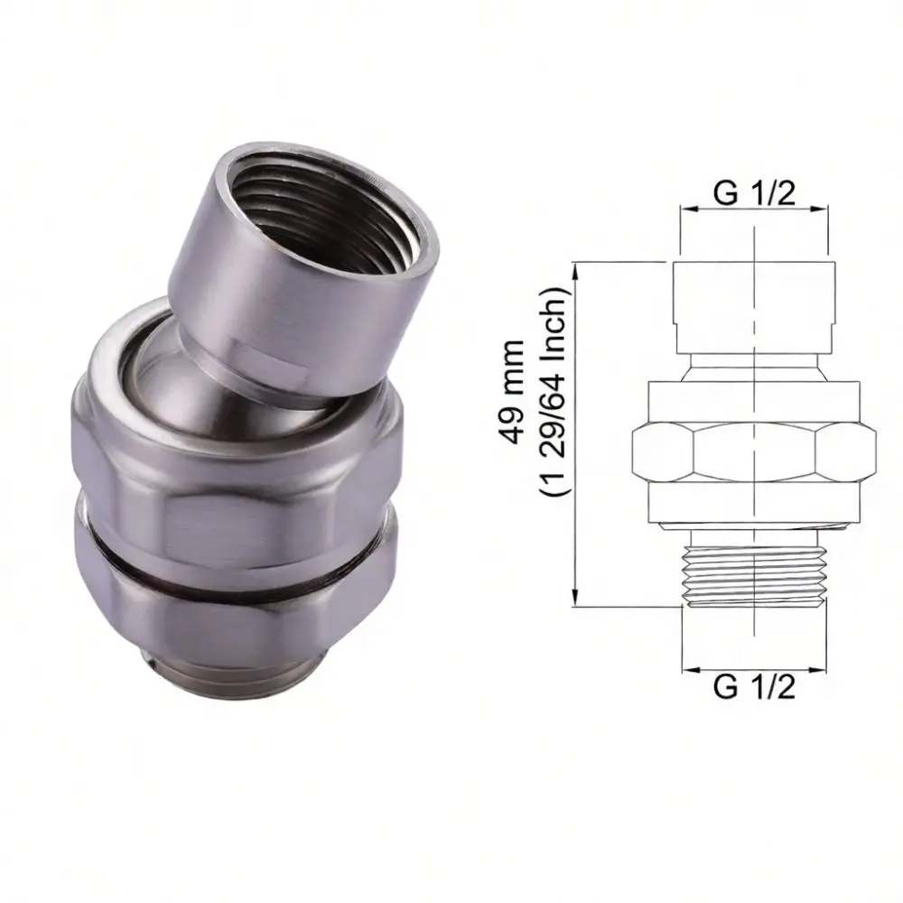 Adjustable Shower Head Swivel Adapter Chrome Plated Brass Connector 360 Rotation Elbow Joint For Bathroom Extension