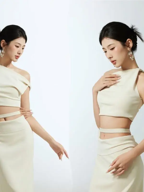 

Одежда для портретной фотографии в корейском стиле: элегантный женский костюм для фотосессий, студийное качество, полиэстер, для создания изображений художественного характера