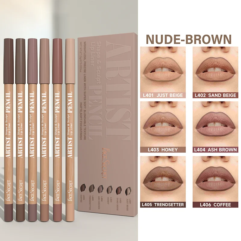 Set di 18 matite per labbra nude opache, matite morbide per trucco labbra naturale ad alta pigmentazione, lunghezze, lisci, ultra fini, impermeabili a lunga durata