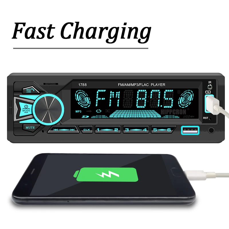 Car Radio 1din Audio Srereo Bluetooth MP3 Player FM Receiver With Remote Control AUX/USB/TF Card In Dash Kit
