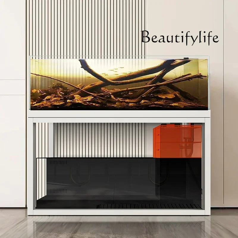 

qw Double tank South American black water tank Creative landscaping Three lakes Cichlid ecological fish tank Aquarium