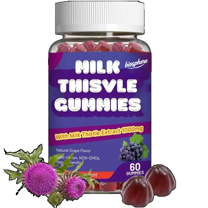 

Milk thistle gummies, milk thistle extract 1000mg, liver cleansing, antioxidant support 60 capsules
