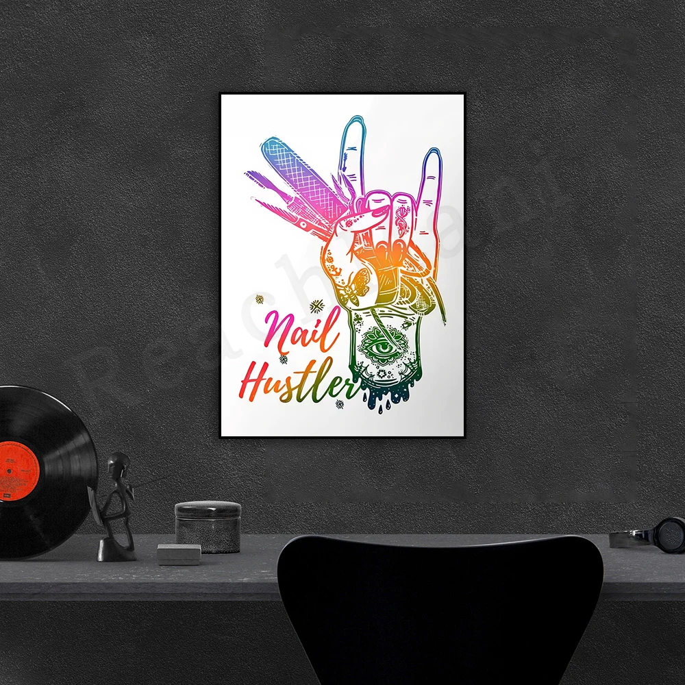 Nail Hustler Poster Canvas, Nail Technician Gift, Nail Hustler Printable Wall Art, Nail Salon Decor, Housewarming Gift