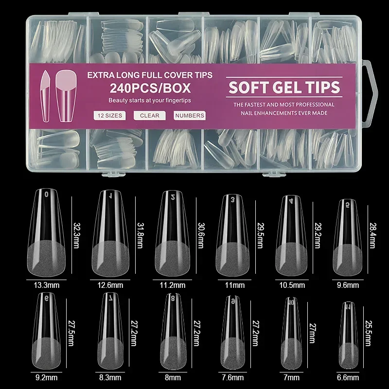 Soft Gel False Nail Tips For Manicure Coffin Almond Artificial Nails_voghion.com
