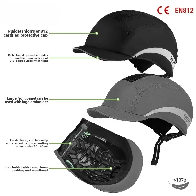 Outdoor Sports Baseball Cap Men Summer  Visor Version Light Plate Safety Bump Cap Anti-Collision Hard ABS