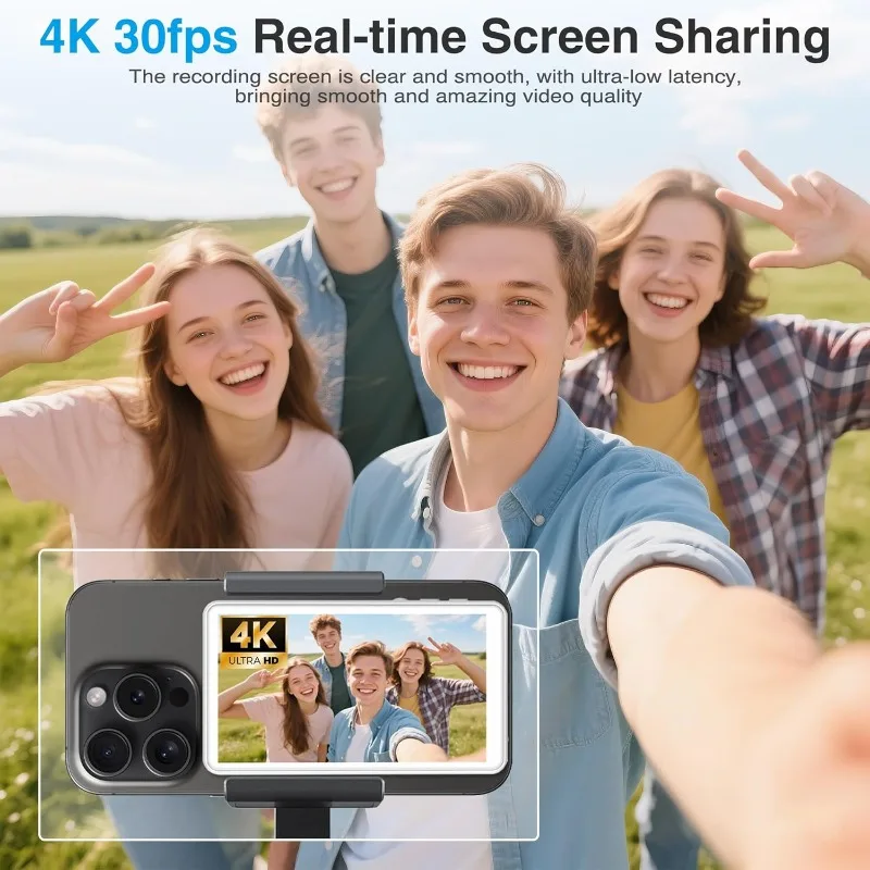 Vlog Selfie Monitor Screen Magnetic Phone Vlog Monitor Screen with Bluetooth Remote Back Camera Monitor for Live Stream Vlogging