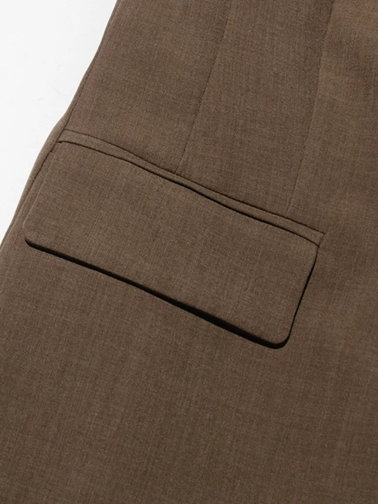 ZMEENNA Dames Kaki Blazer Met Zwarte Revers Moderne Oversized Fit Lange Mouw Jasje Haak Sluiting Mode ZM888