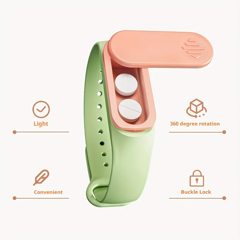 Wristband-Style Portable First Aid Box 360° Rotatable Medicine Organizer with Moisture-Proof Seal, Lightweight for On-the-Go Use