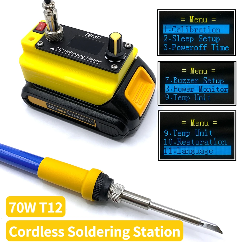 Cordless Electric Soldering Station Digital Welding Machine OLED Screen 70 W Battery Repair Solder Station for 18/20V Battery