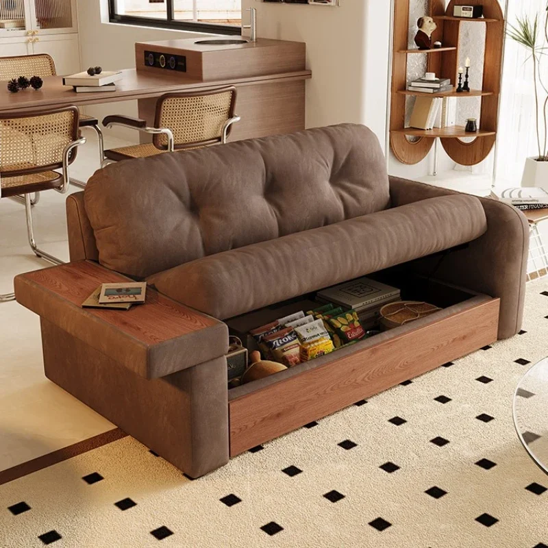 

Диван-кровать для небольшой квартиры с двойной функцией хранения, прямой, тканевый, с местом для хранения вещей.