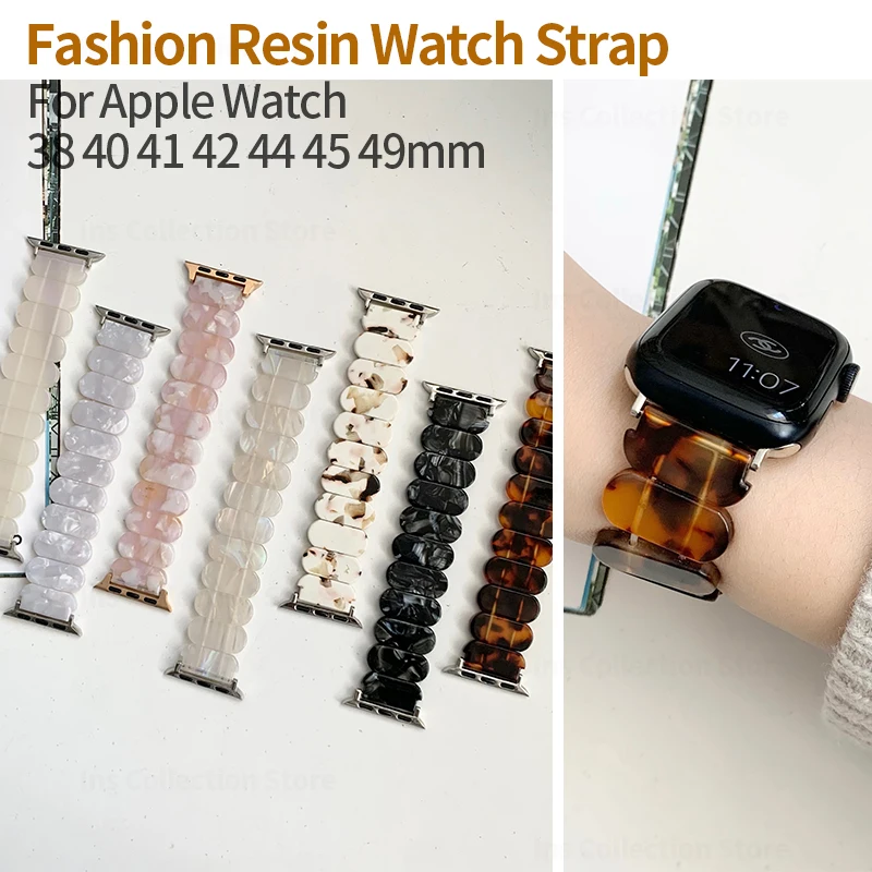 

Resin Strap for Apple Watch Band Correa 44mm 40mm 45mm 41mm 38mm Glacier Smart Bracelet for Iwatch Series 7 6 Se 5 4 3 42mm 49mm