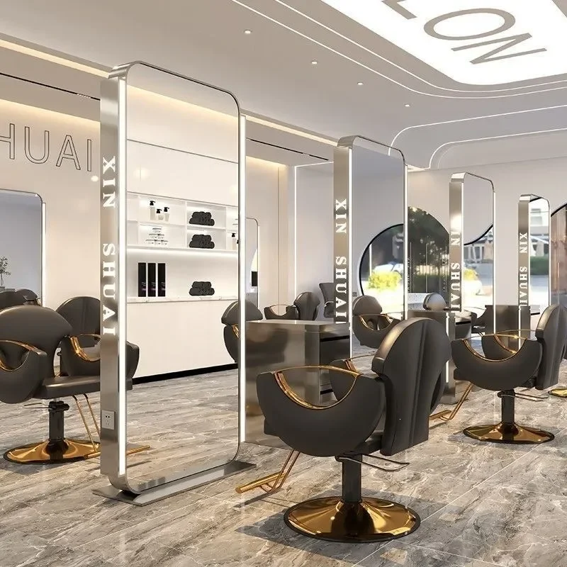for  Barber Shop Floor to Ceiling Mirror Hair Stainless Steel Hair Cutting Table Full Body Perm Dye