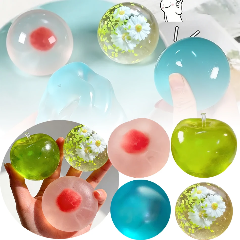 Juguete Antiestrés de Manzana Verde Blanda, Juguete Sensorial para TDAH y Autismo, Juguete de Compresión de Rebote Lento para Niños y Adultos, Regalo de Descompresión