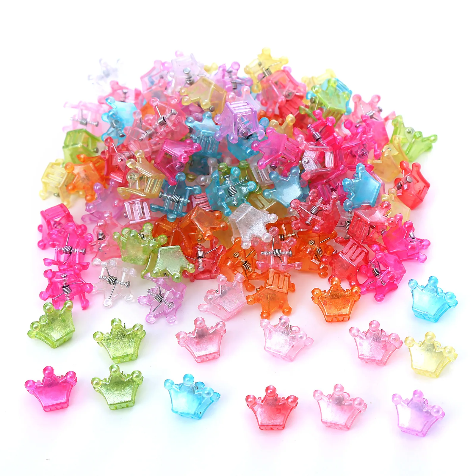 20 Pcs/lot New Colorful Small Hair Claws Cute Cartoon Flower Star Crown Hair Clip For Baby Girls Barrettes Hair Accessories