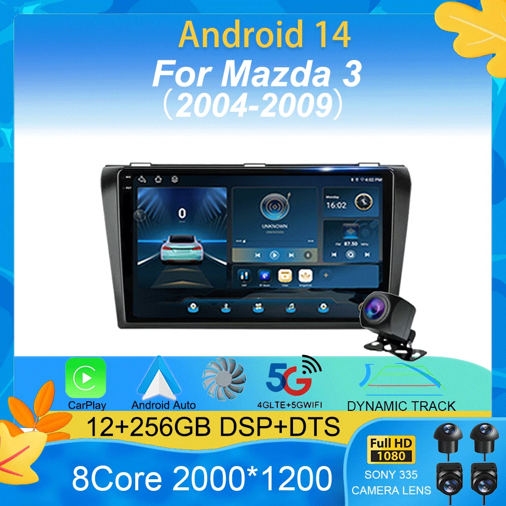 

2 Din Car Radio Android 15 For Mazda 3 2004-2009 Multimedia Player Stereo Navigation with BOSE Carplay Speakers Head Unit Video