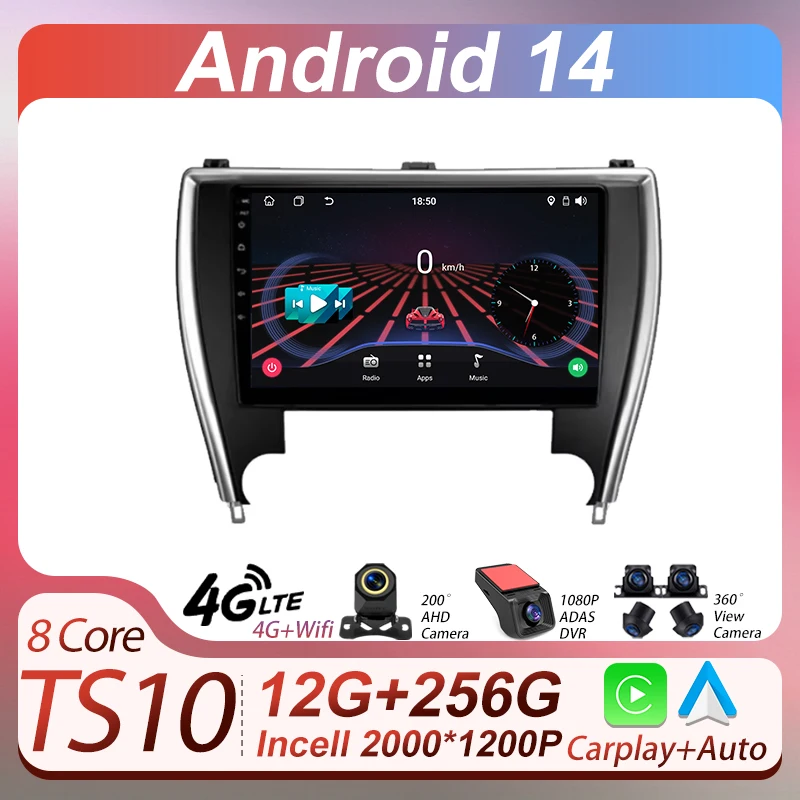 

Car Multimedia Video Radio Player For Toyota Camry 7 XV 50 55 2014 - 2017 US EDITION Wireless Android Auto CarPlay 8 Core GPS BT