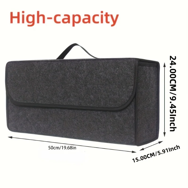 Gray Anti Slip Compartment Boot Storage Organizer Tool Car Storage Bag Car Trunk Organizer Soft Felt Storage Box Car Accessories