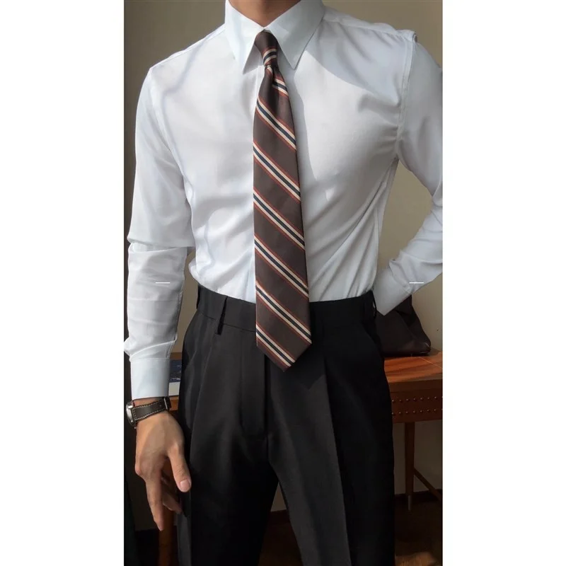 

Busin Commuter Gentleman Sle irt Menswear Ele Italian Small Square Collar irt Stand Fit Long Sve Busin ...