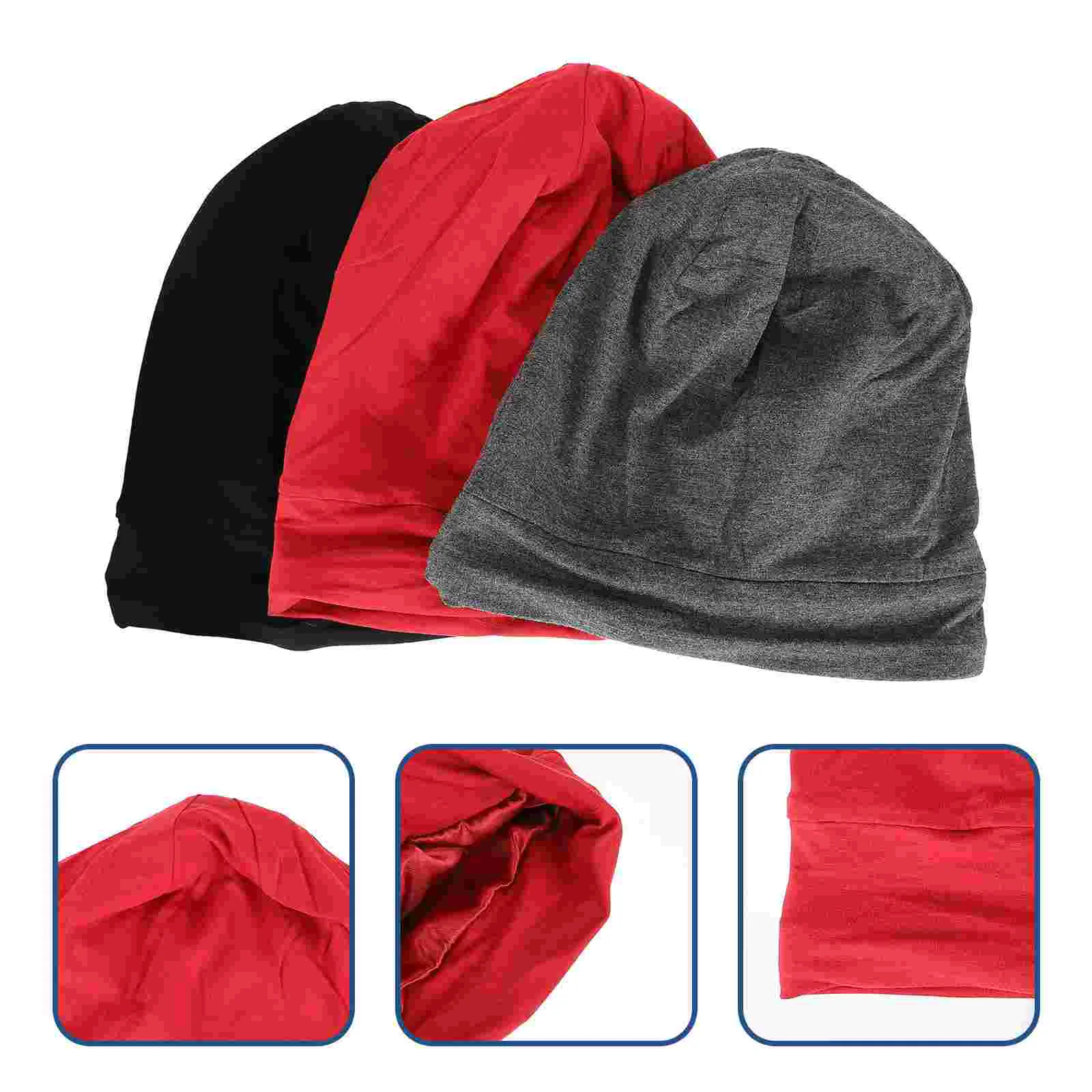 3 Pcs Adjustable Hair Sleeve Male Turbano Household Head Protector Sleeping Hat Satin Covers Man