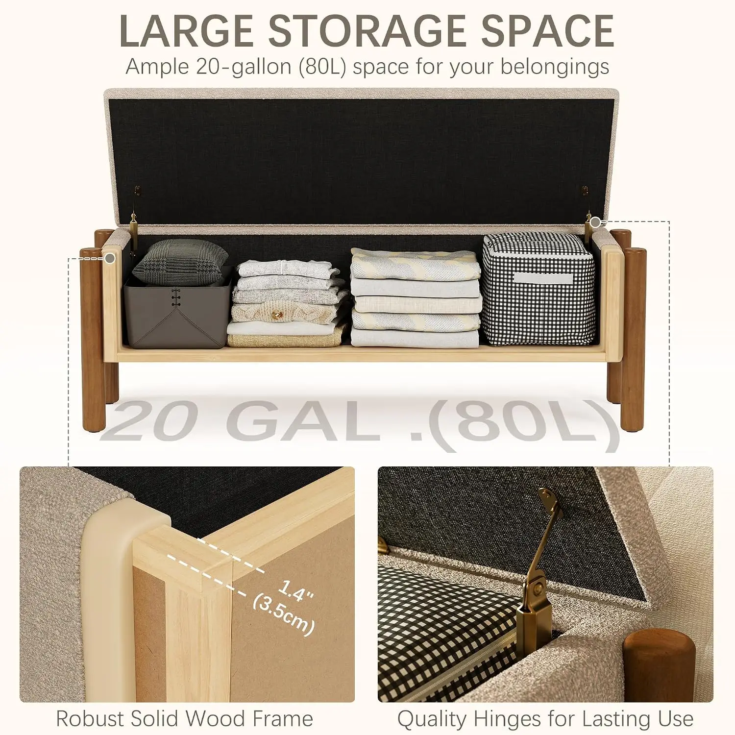 Modern Storage Bench Walnut Legs 47