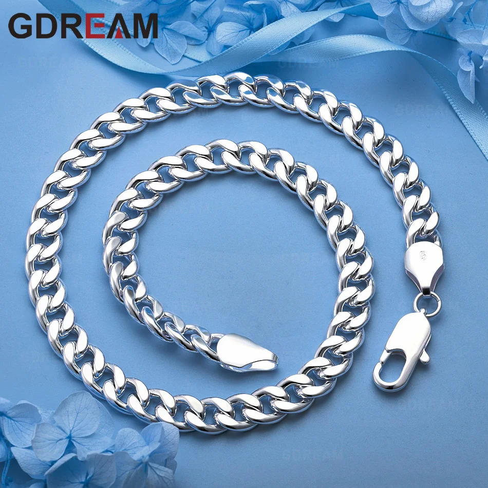 GDREAM Цепочка из серебра 925 пробы, 10 мм, для женщин, повседневный аксессуар, ювелирное украшение в подарок на Рождество.