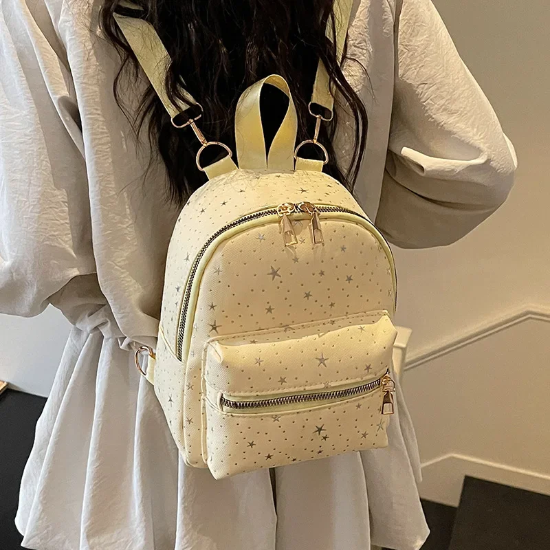 Star Pattern Backpack Female Student Schoolbag Cute Korean Version Commuter Backpack Simple Versatile Mini Backpack