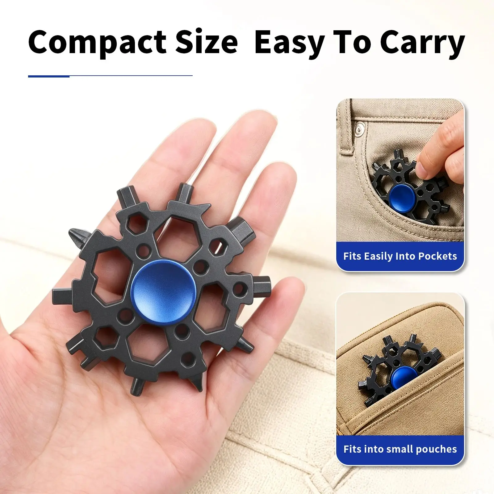 Fingertip Gyroscope 23-in-1 Stainless Steel Snowflake Wrench Multifunctional Tool Outdoor Portable Repair with Bottle Opener ﻿