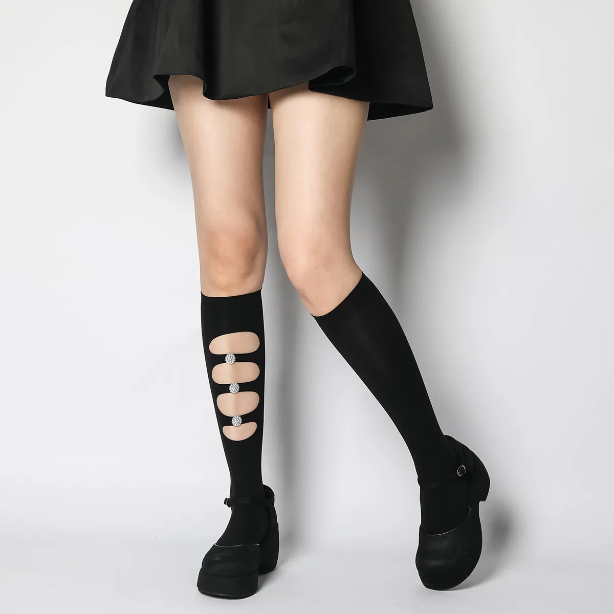 Y2k JK Stockings Medium Tube Socks Hollow Thin Breathable Calf Socks Women Stockings Japanese Black Silk Stockings Knee Socks
