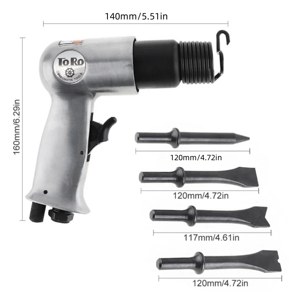 1/4 Inch Pneumatic Air Hammer Gun Hard Steel Rivet Gun Solid Impact Head Pneumatic Accessories Tools Electrician 에어건