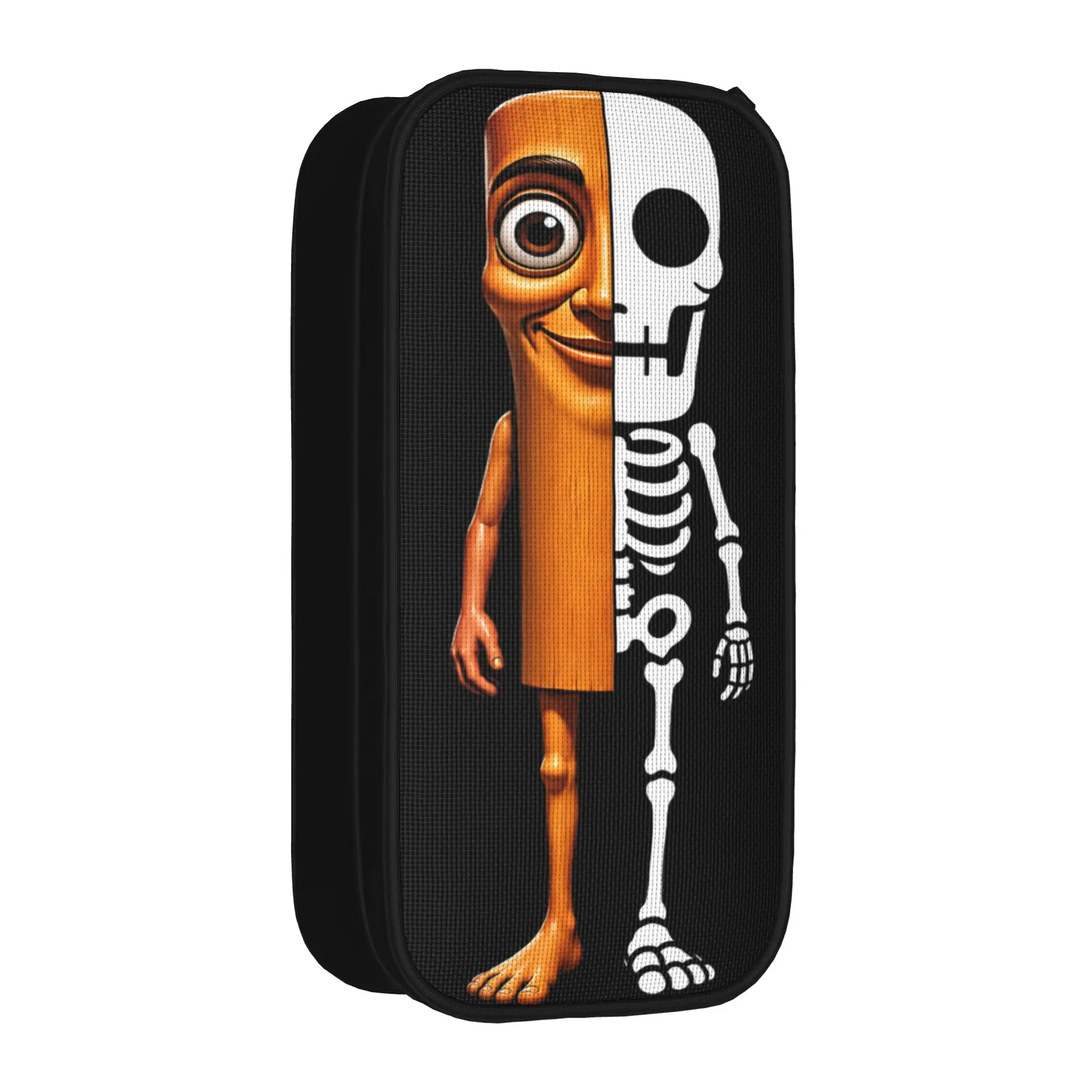 Half Tung Tung Sahur Half Skeleton Funny Halloween Spooky Pencil Case  Pencil Pouch Students Large Back To School Pencil Case