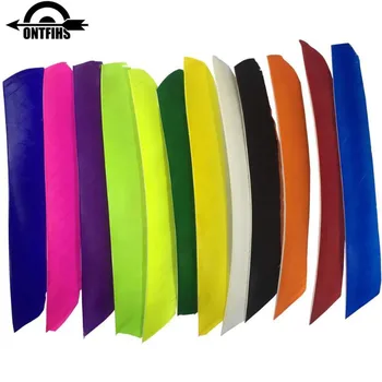 50 Stück ONTFIHS Mehrfarbige Bogenschießen-Befletchings-Federn in voller Länge, echte Pfeil-Feder-Befletching für Bogenschießen-Bogen-Zubehör