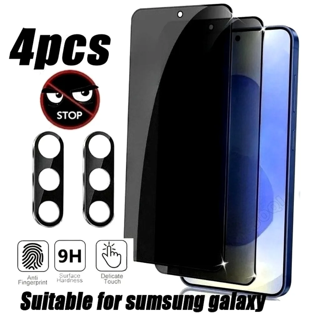 

2Pcs Anti Spy Tempered Glass for Samsung Galaxy S25 Edge S24 S25 Ultra S21 S22 S23 Plus S25 S24 FE With 2Pcs Camera Lens Glass