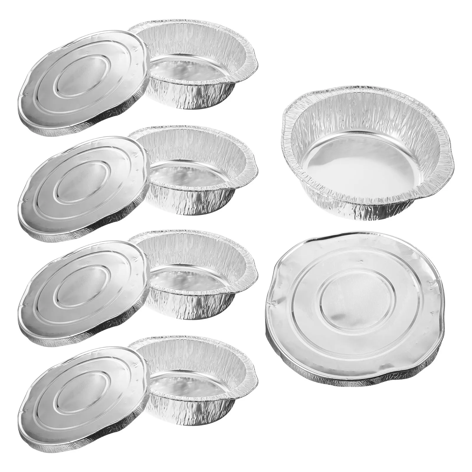 

5 set 5 Sets Thickened Tin Foil Pans Multi-Use Bbq Food Containers Lidded Foil Pots For Picnic Camping Supplies Cake Baking Pot